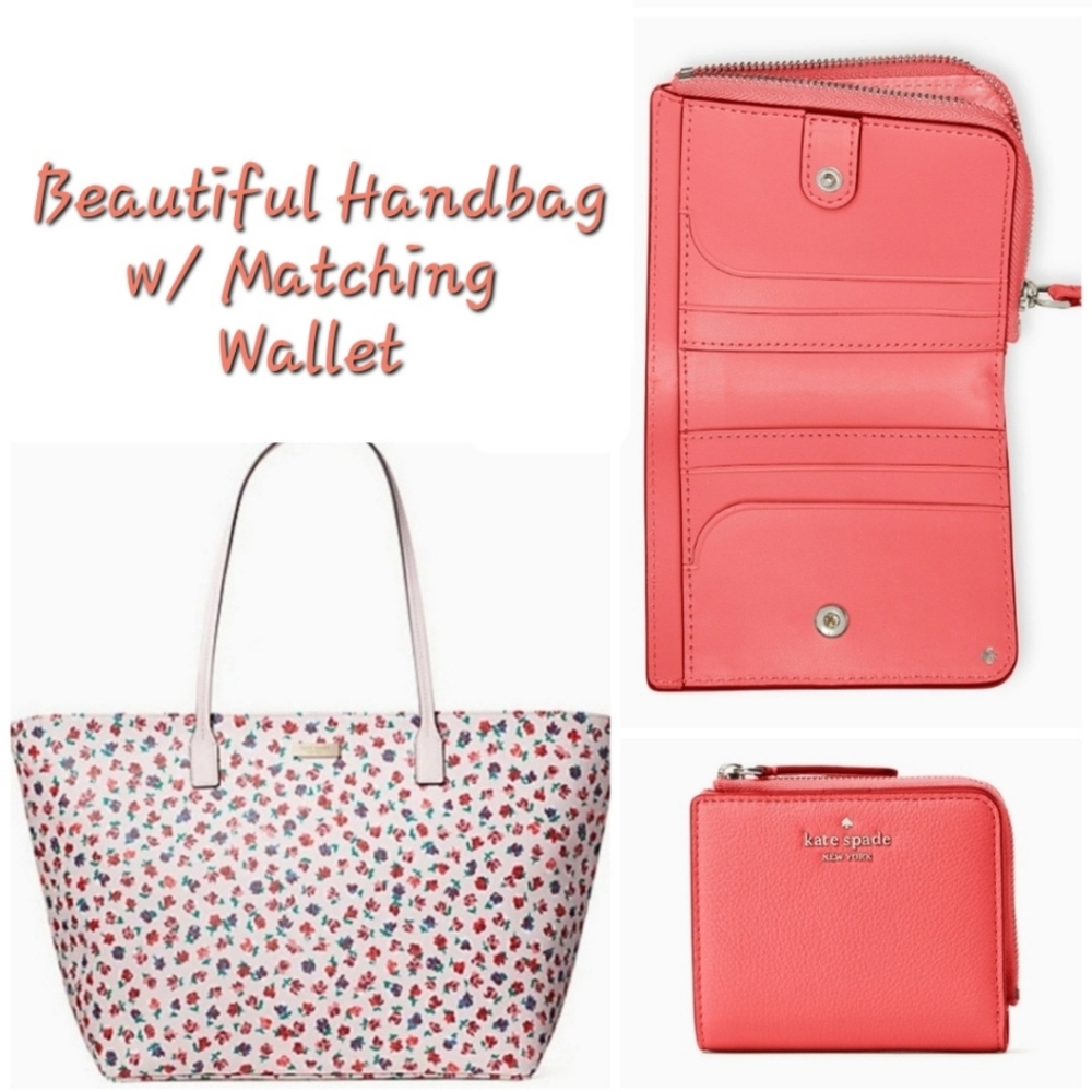 👀50% OFF 👀 NWT‼️ Beautiful Kate Spade pink floral 💐 purse & wallet set